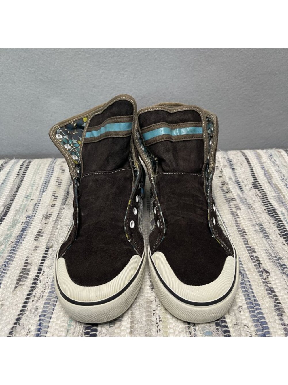 Vans Wellesley Starry Keren Skater High Tops Brown Suede Canvas Womens 8.5 - Picture 2 of 9